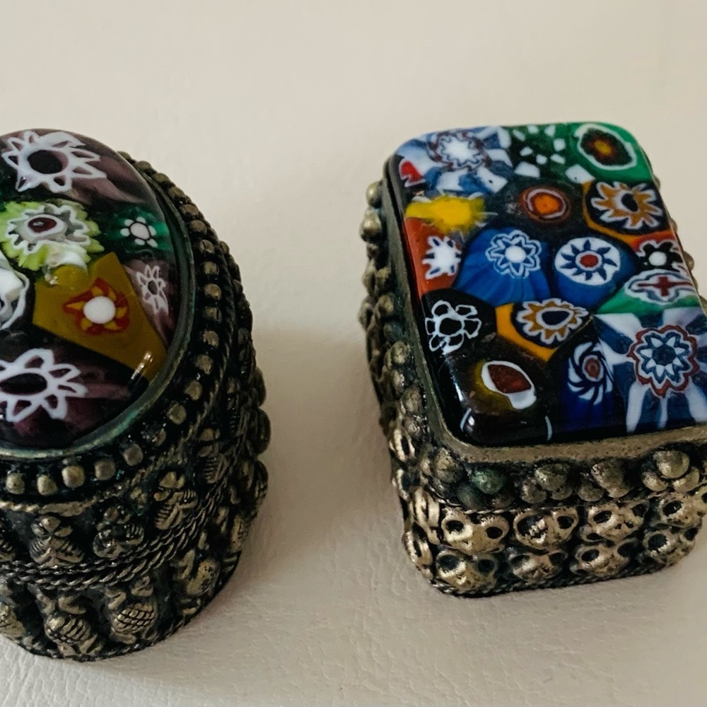 Vintage Murano millefiori trinket boxes